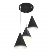 14-44 Светильник декоративный, подвесной, "Ляфамий", металлический, 3хЕ14 40Вт, 220В, черный, шнур прозрачный, 450мм, крепление на планку, Ø300х800мм, лампочки в комплект не входят.